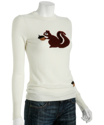 A squirrel with a nut is even cuter when it's on cashmere.