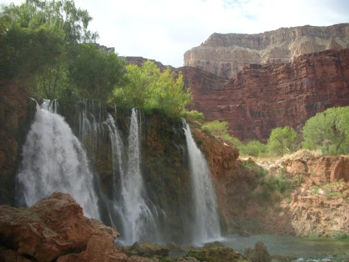 Havasu Falls, two miles past the town of Supai in the Grand Canyon.